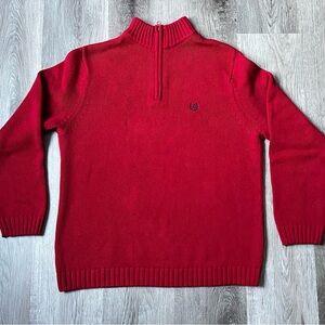 Chaps Mens Red Quarter Zip Pullover Sweater Size M